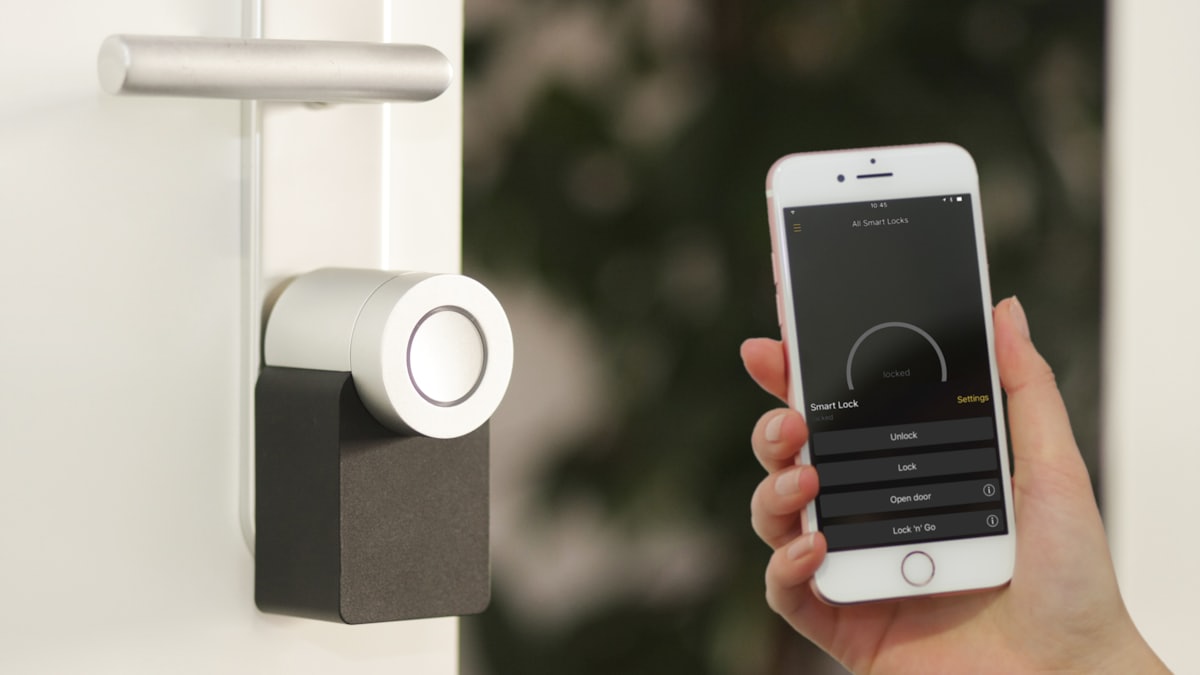 A smart door lock controlled from a phone